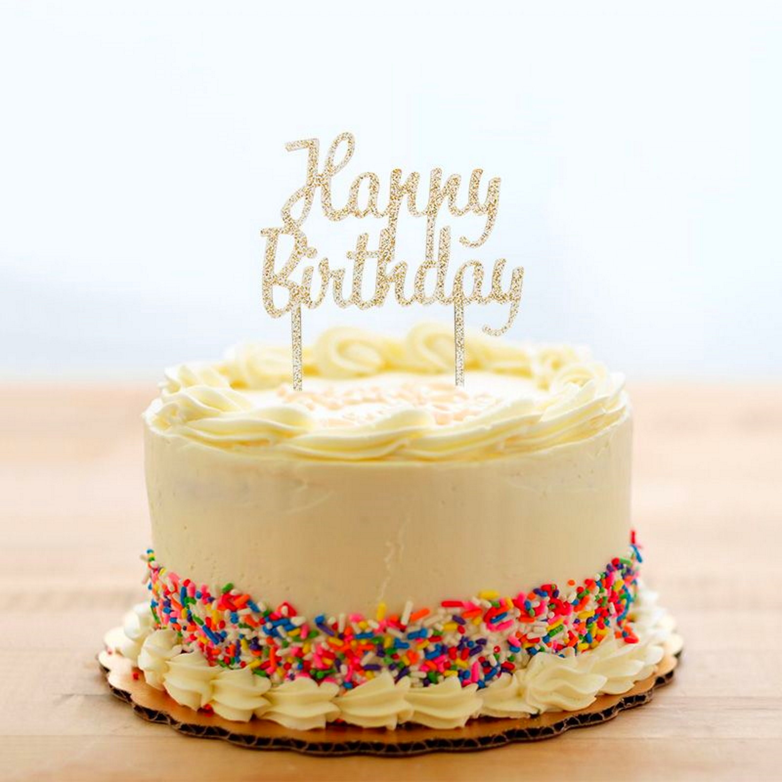 Happy Birthday Gold Glitter Acrylic Cake Topper | Gold Party Supplies ...
