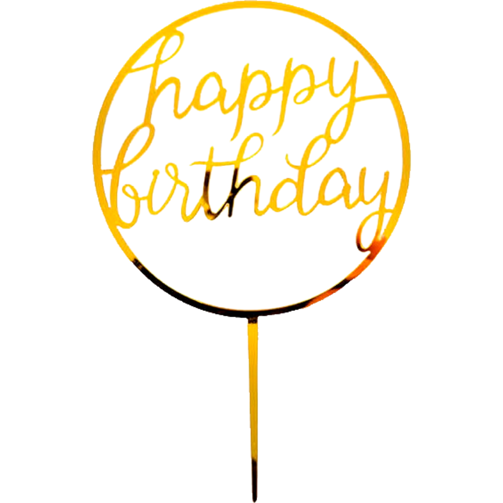 Happy Birthday Gold Circle Cake Topper