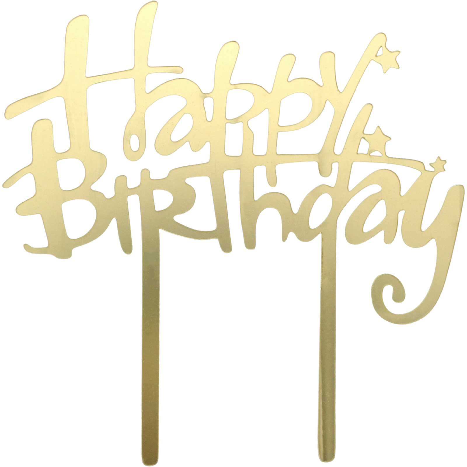 Happy Birthday Gold Star Acrylic Cake Topper