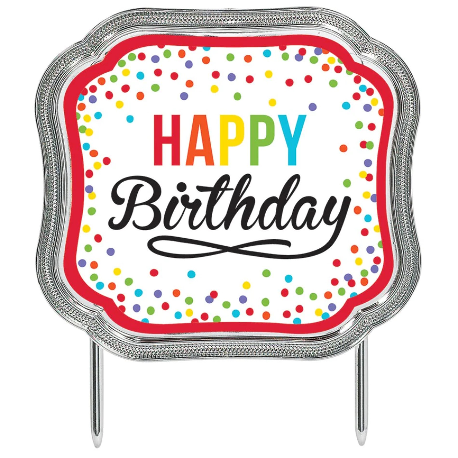 Rainbow Dots Happy Birthday Cake Topper