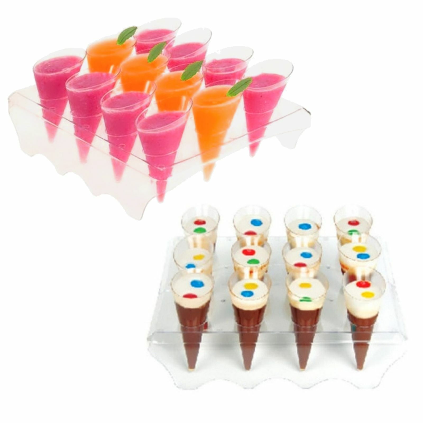 Plastic Slanted Dessert Cones With Stand