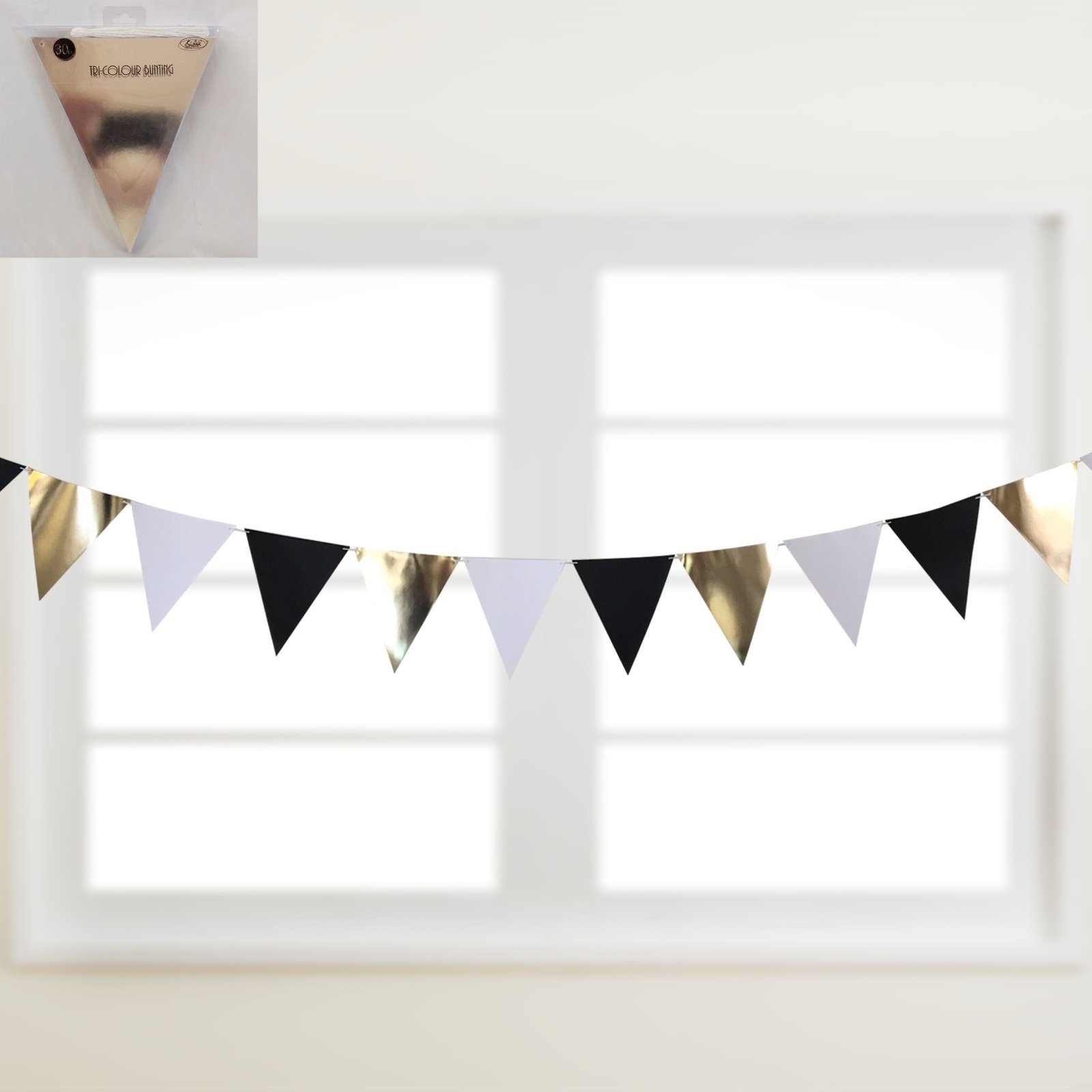 Black Gold and White Flag Banner