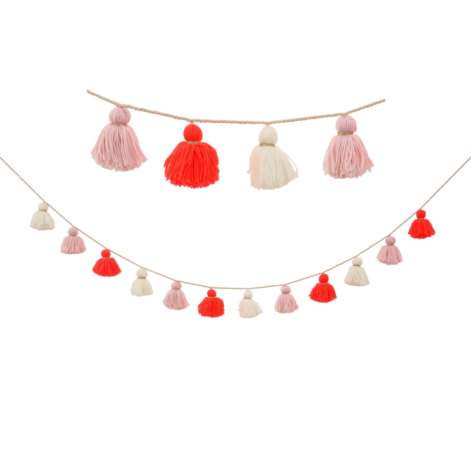 Meri Meri Pink and White Wool Tassel Garland