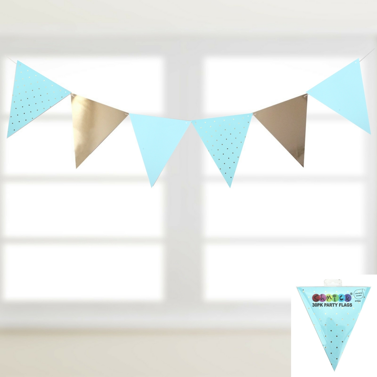 Blue and Gold Foil Dot Flag Banner