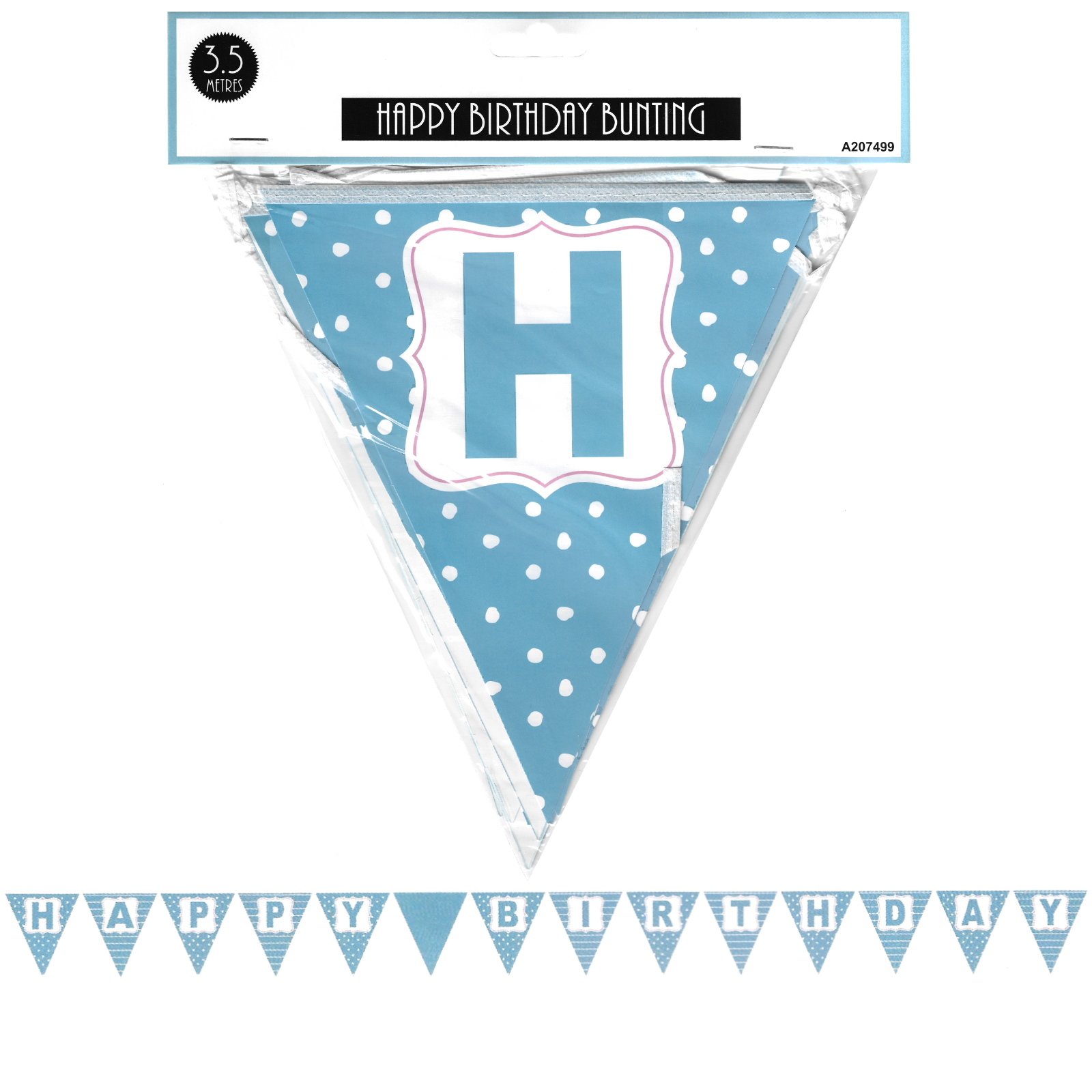 Blue & White Happy Birthday Flag Banner
