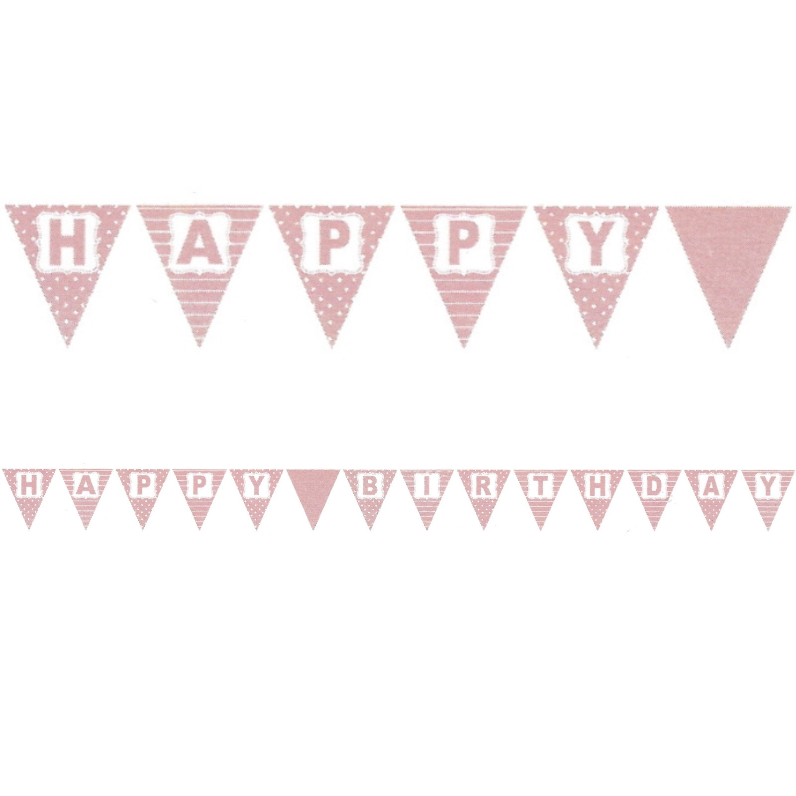 Pink & White Happy Birthday Flag Banner