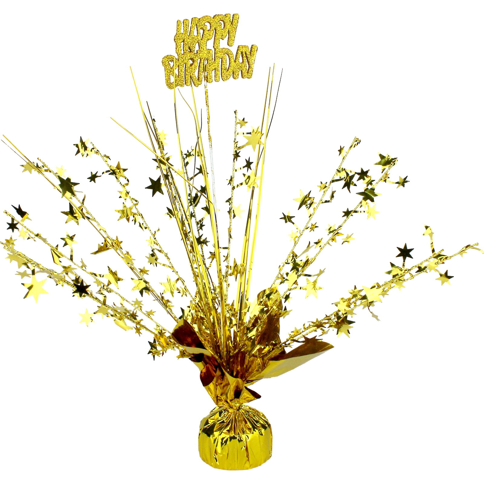 Happy Birthday Gold Star Foil Spray Centrepiece