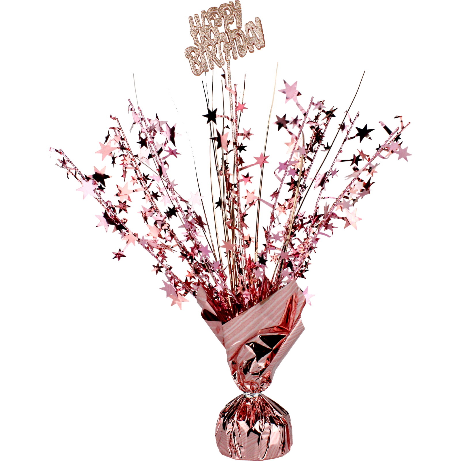 Happy Birthday Rose Gold Star Foil Spray Centrepiece