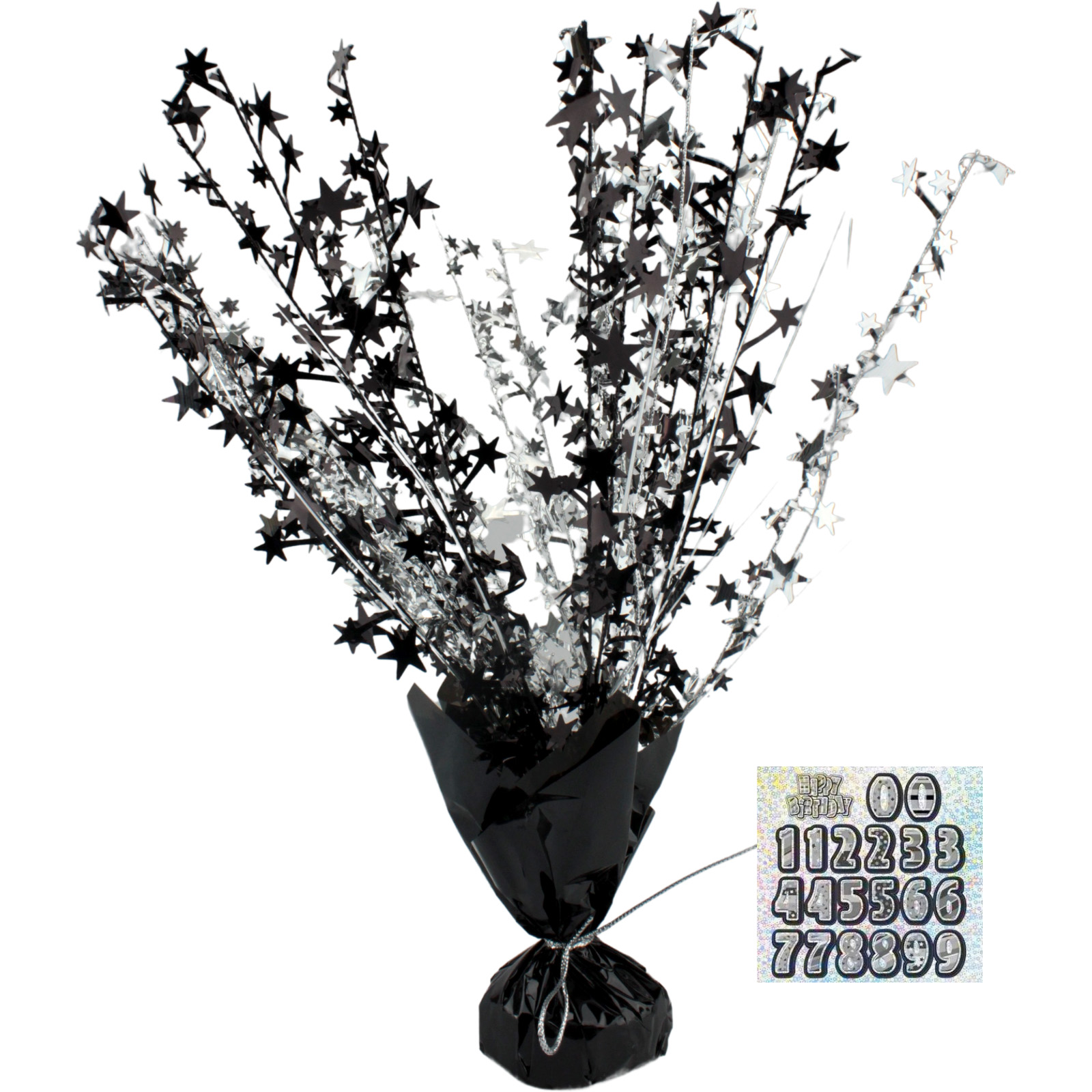 Black and Silver Glitz Foil Spray Centrepiece 