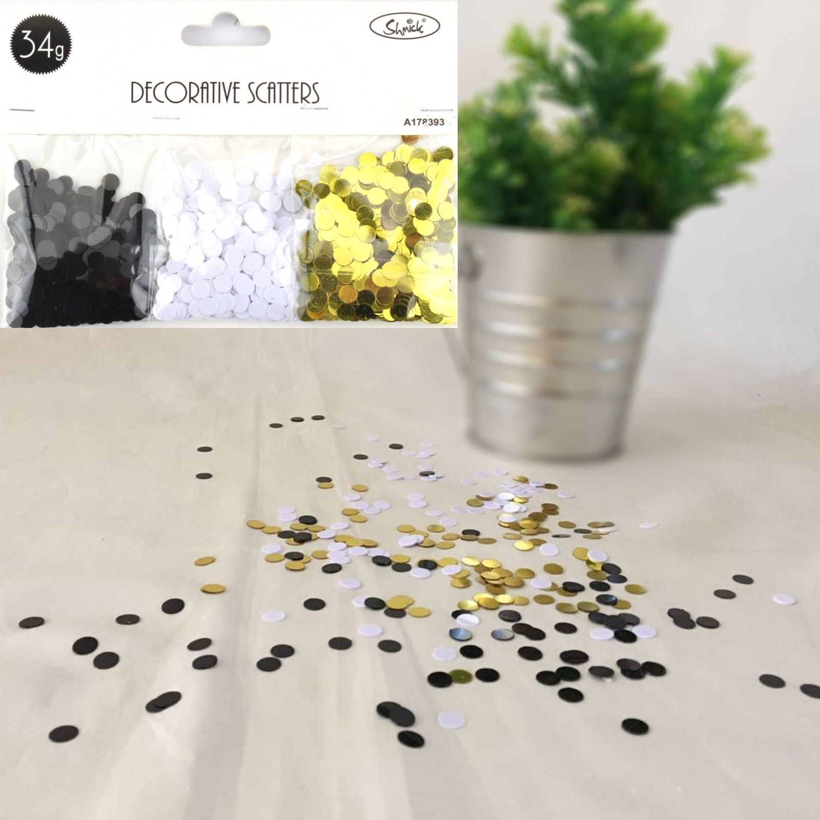 Black Gold White Confetti/Table Scatters
