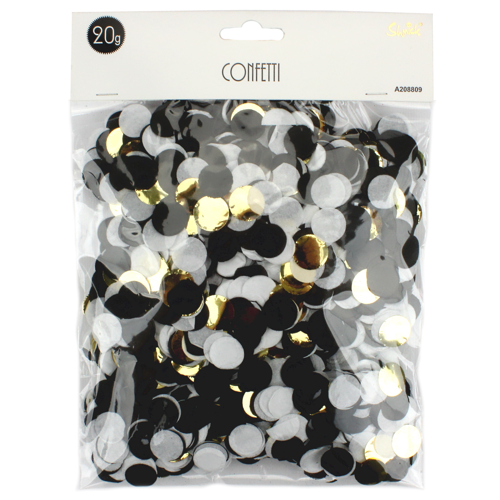 Black Gold and White Glam Foil Dot Confetti 