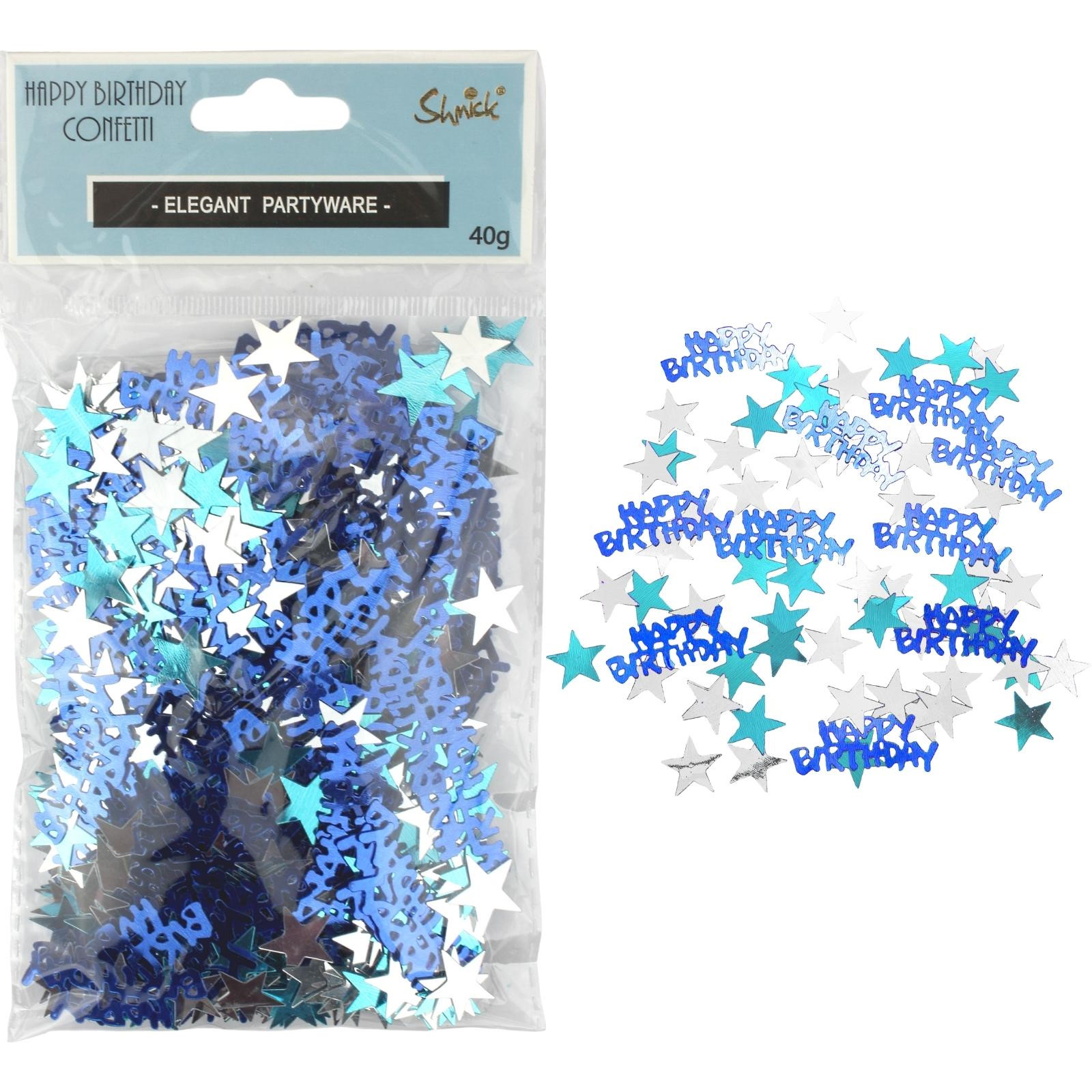 Blue and Silver Happy Birthday Star Confetti / Table Scatters (40g)