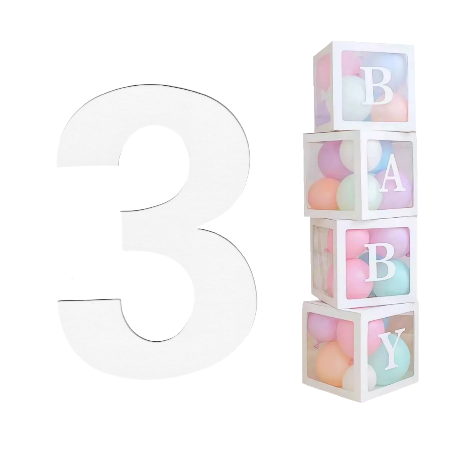 White Cardboard Number 3 (Pack of 2)