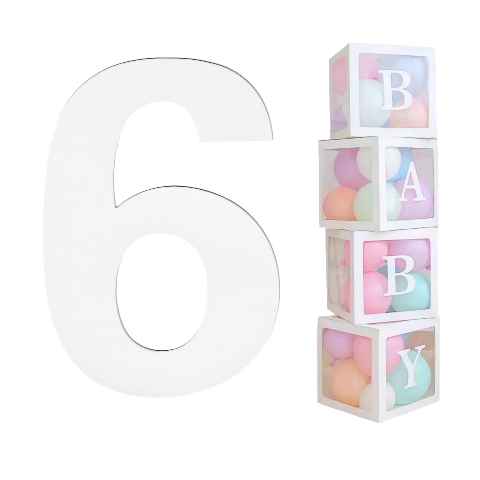 White Cardboard Number 6 (Pack of 2)