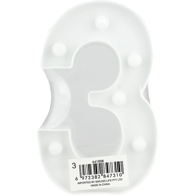 LED Light Up Number 3 White | Lighting | Party Food and Decor Supplies ...