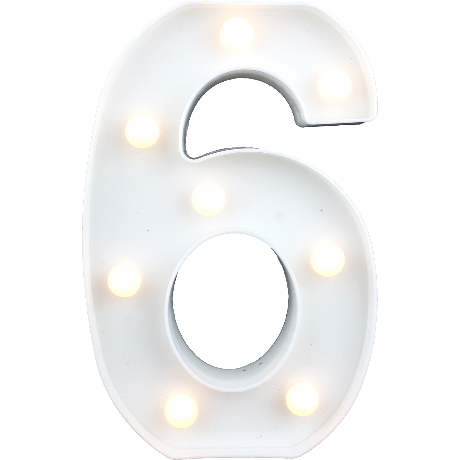 LED Light Up Number 6 White