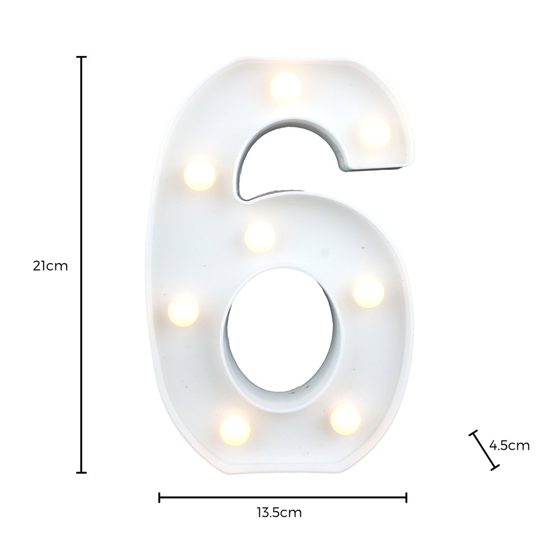 LED Light Up Number 6 White | Lighting Party Supplies | Party Food and ...