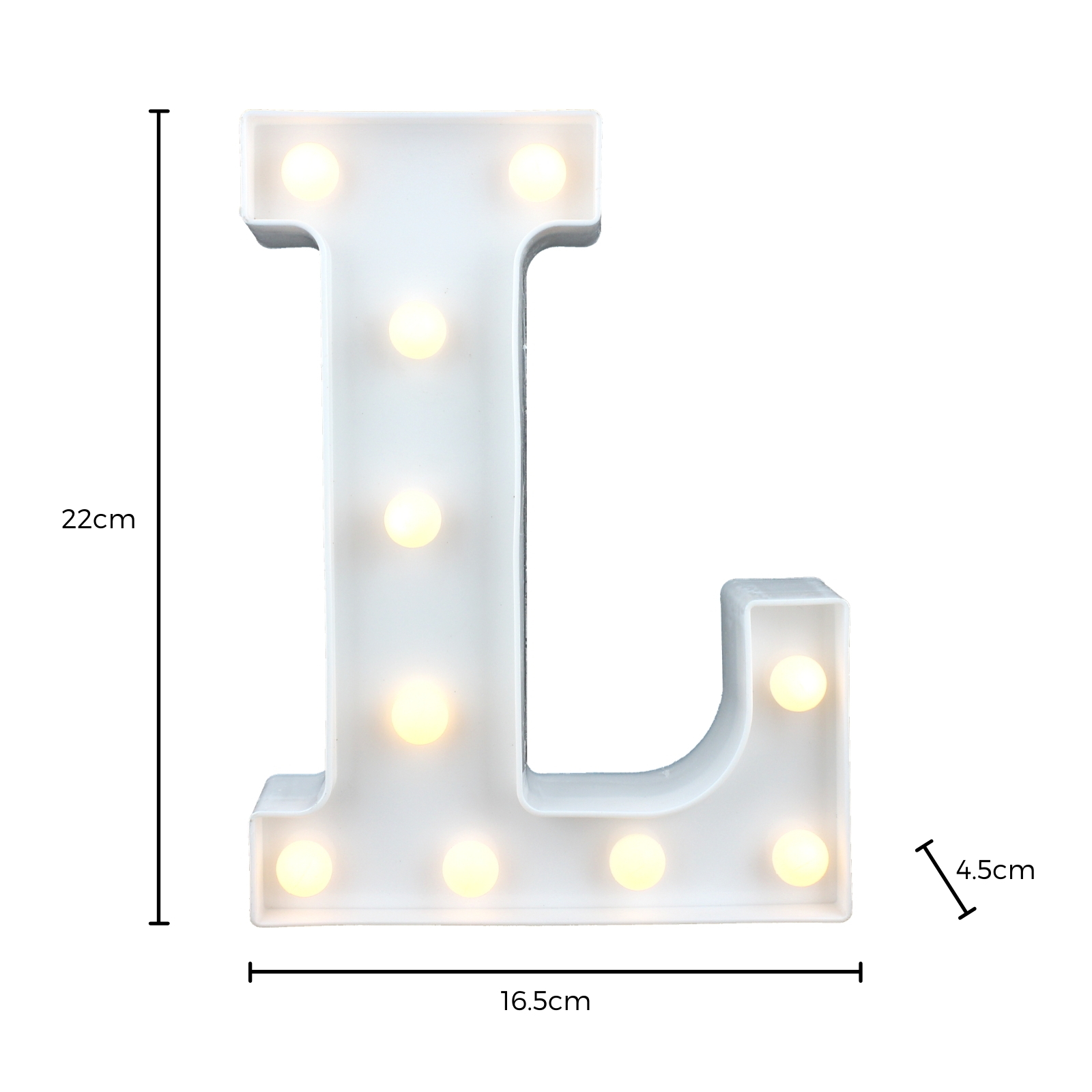 LED Light Up Letter L White Lighting Party Food and Decor Supplies