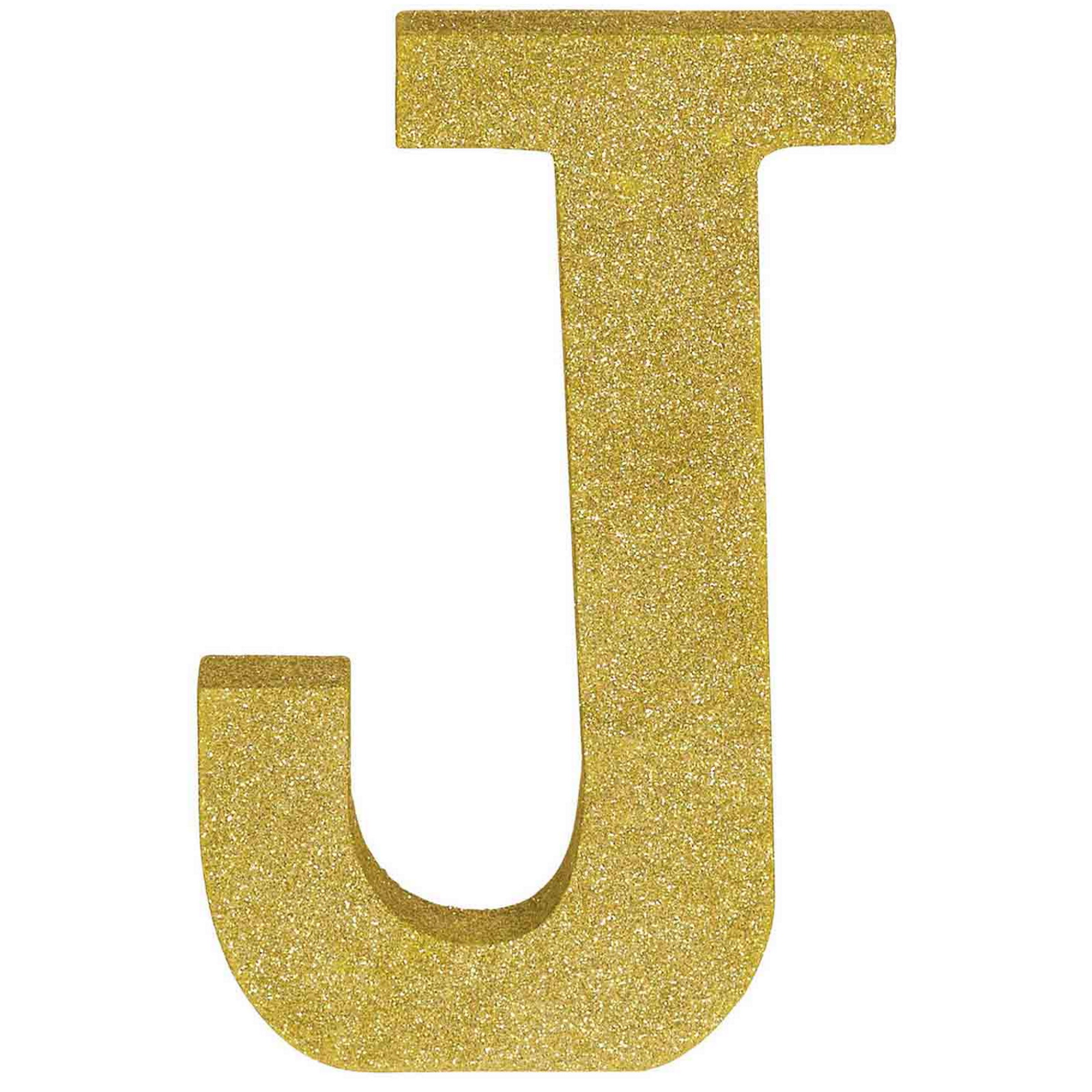 Gold Glitter Letter J Wood Decoration