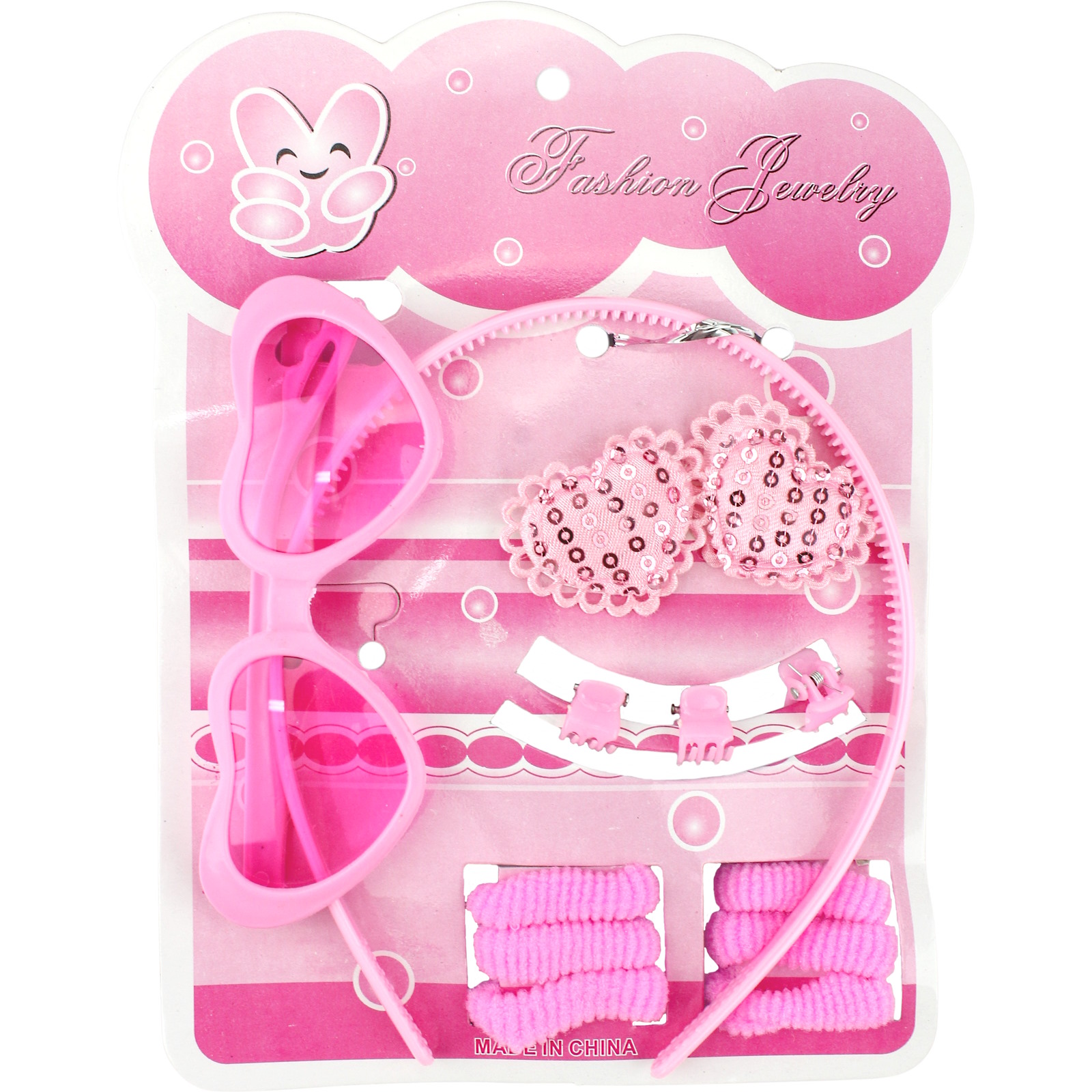 Sparkle Hearts Sunglasses and Hair Accessories Set (13 pieces) 