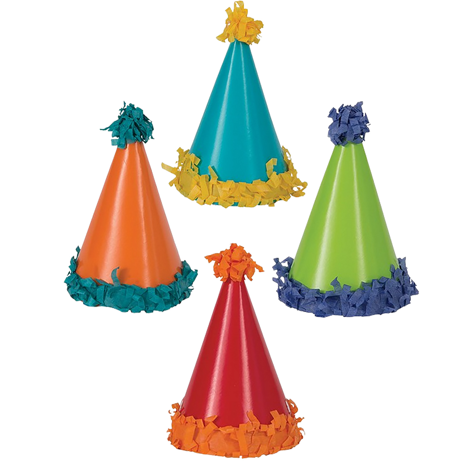 Assorted Mini Pom Pom Party Hats (Pack of 8)