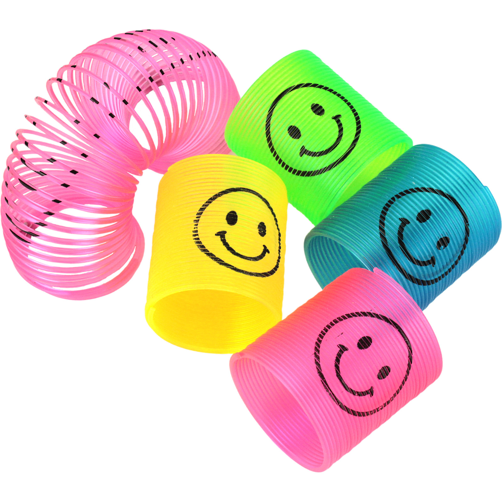 Neon Smile Face Slinky Springs (Pack of 12)