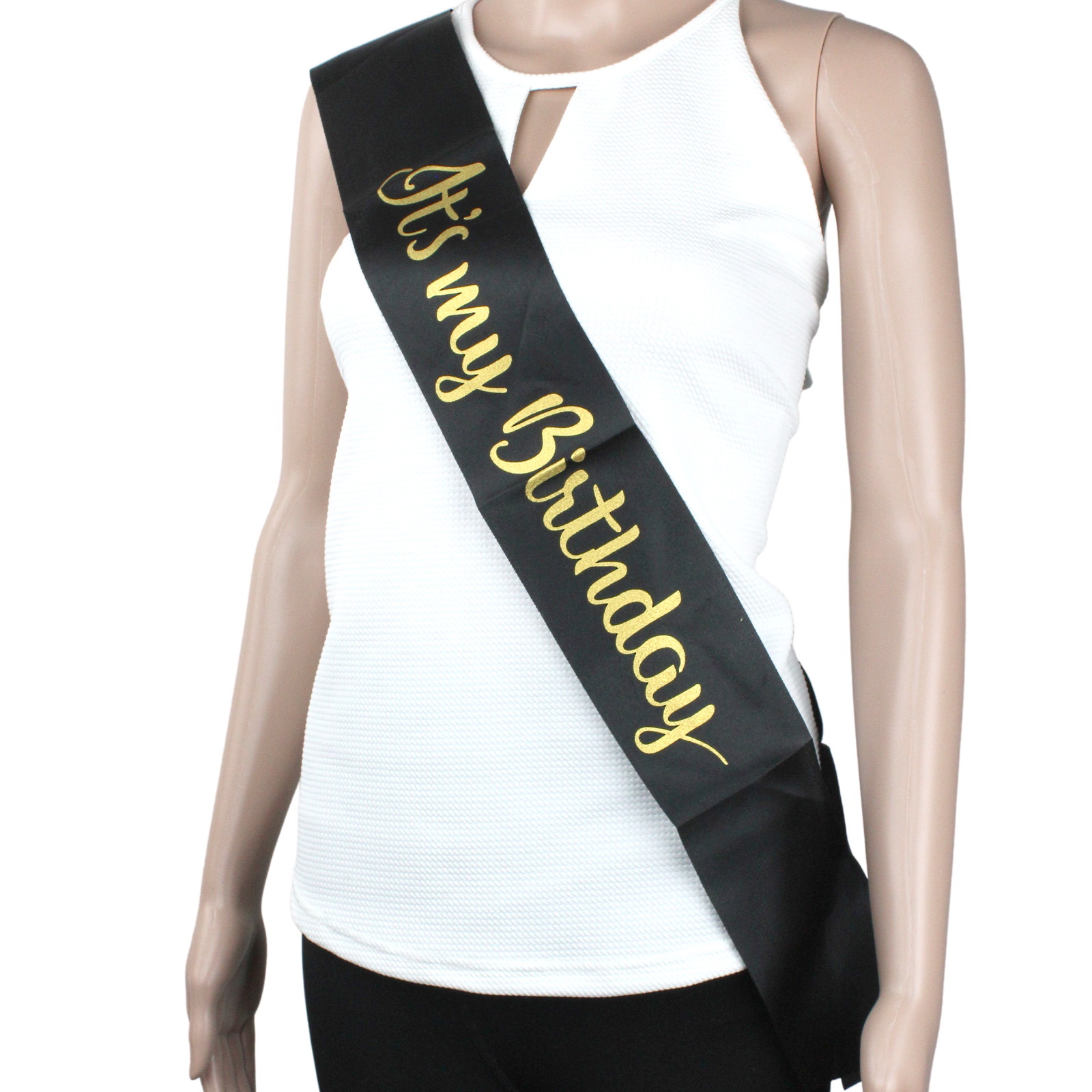 It's My Birthday Black Satin Sash