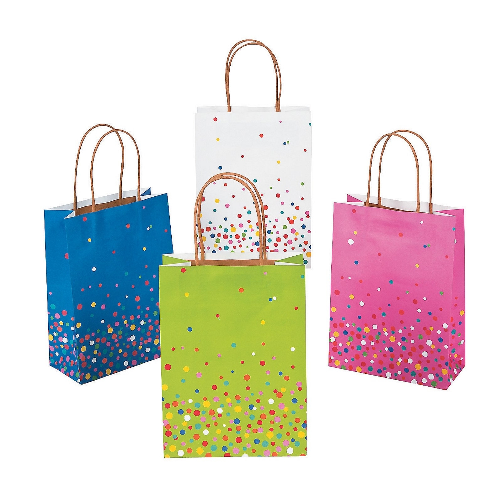 Assorted Confetti Dots Paper Favour Bags (Pack of 12)