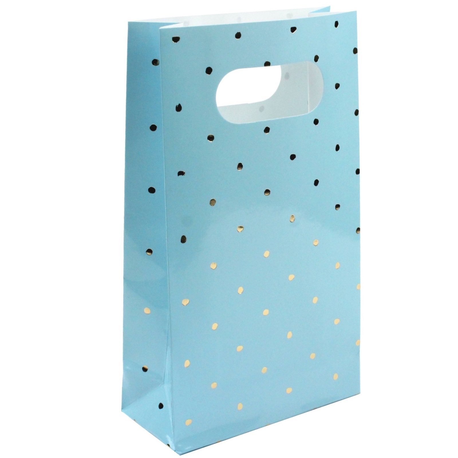 Blue and Gold Foil Dot Paper Treat Bags (Pack of 6)