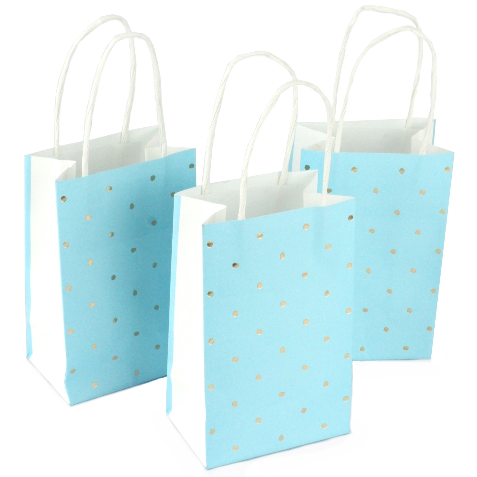 Blue and Gold Foil Dot Mini Paper Favour Bags (Pack of 3)