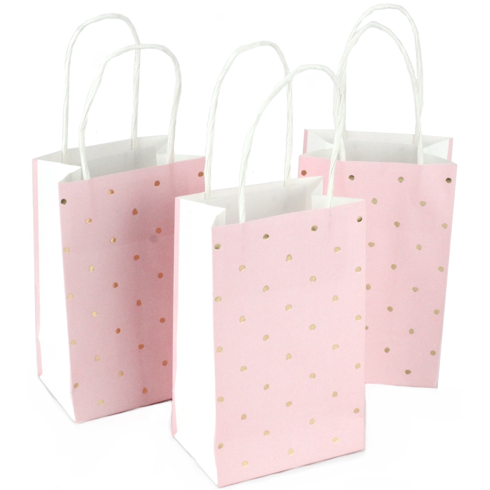 Pink and Gold Foil Dot Mini Paper Favour Bags (Pack of 3)