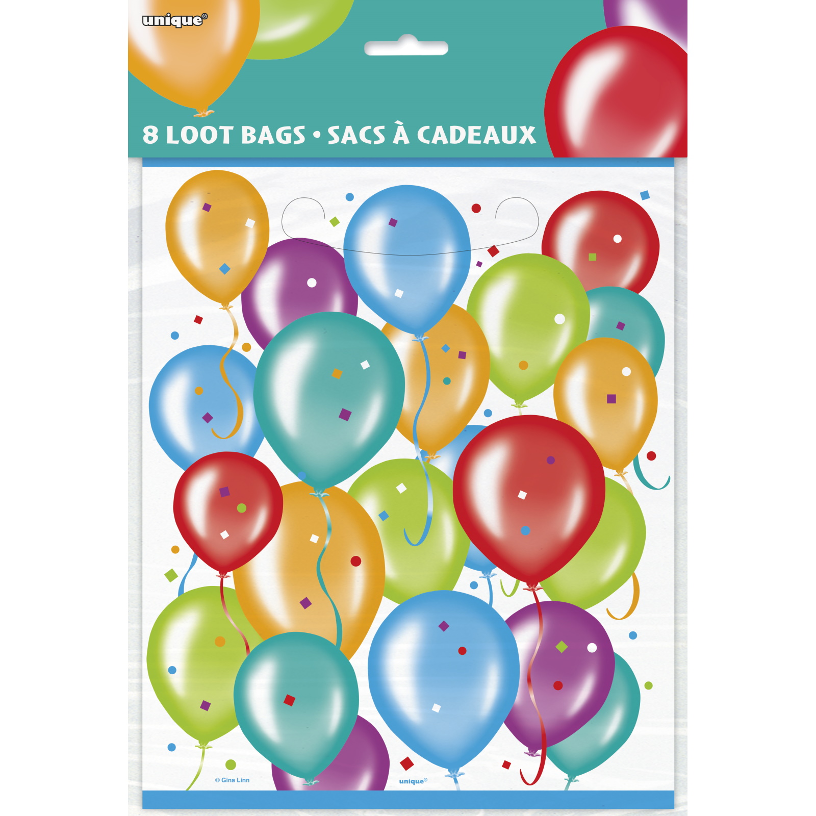 Confetti Balloons Plastic Lolly/Treat Bags (Pack of 8) Party Bags