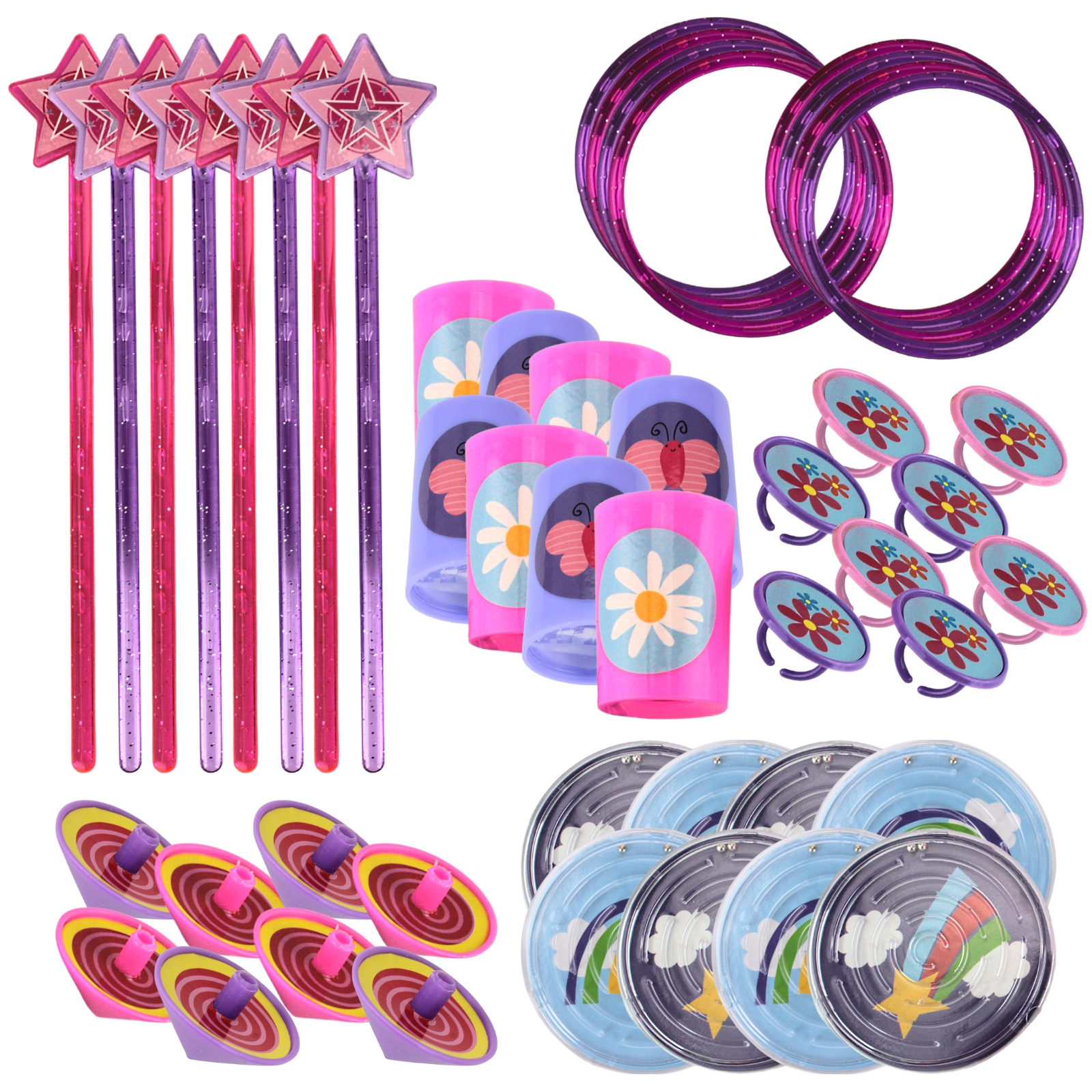 Assorted Flowers and Stars Mega Value Favour Pack (48 Pieces)