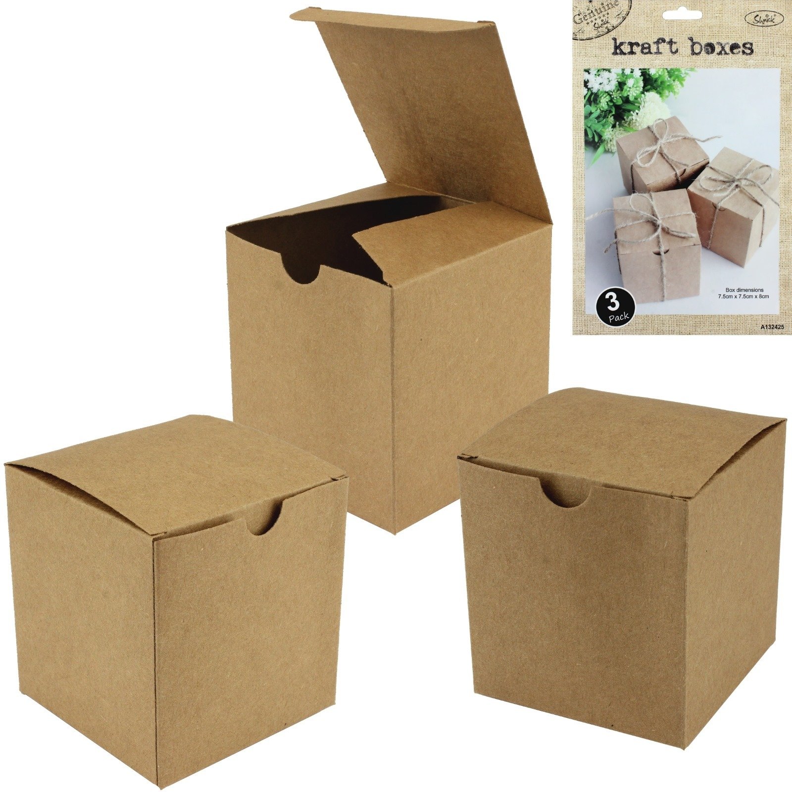 Small Brown Kraft Paper Favour Boxes (Pack of 3)