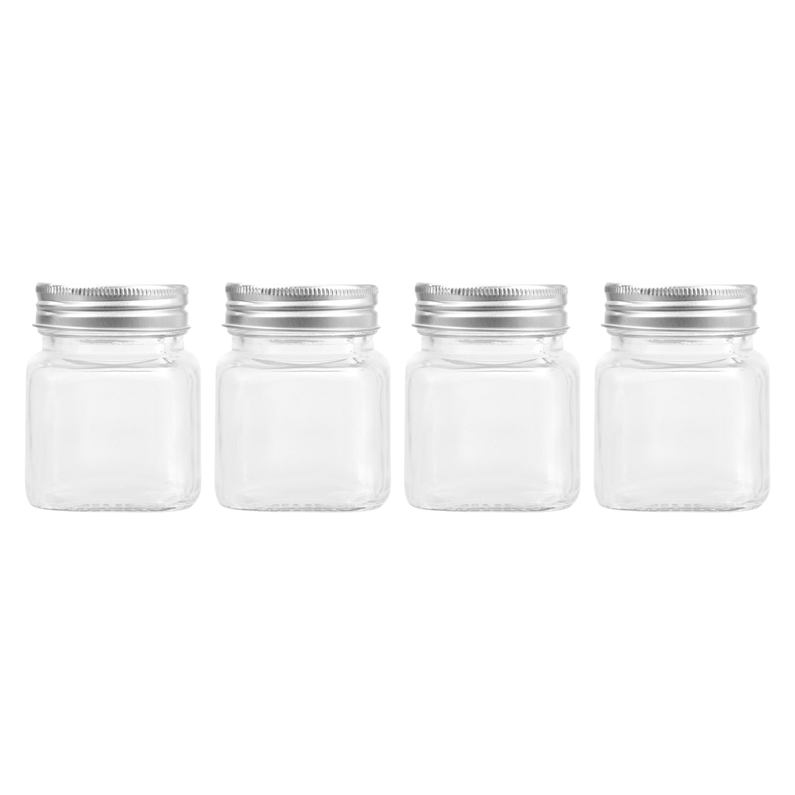 Capri Square Screw Top Air Tight Glass Preserving Jars 140ml (Pack of 4)