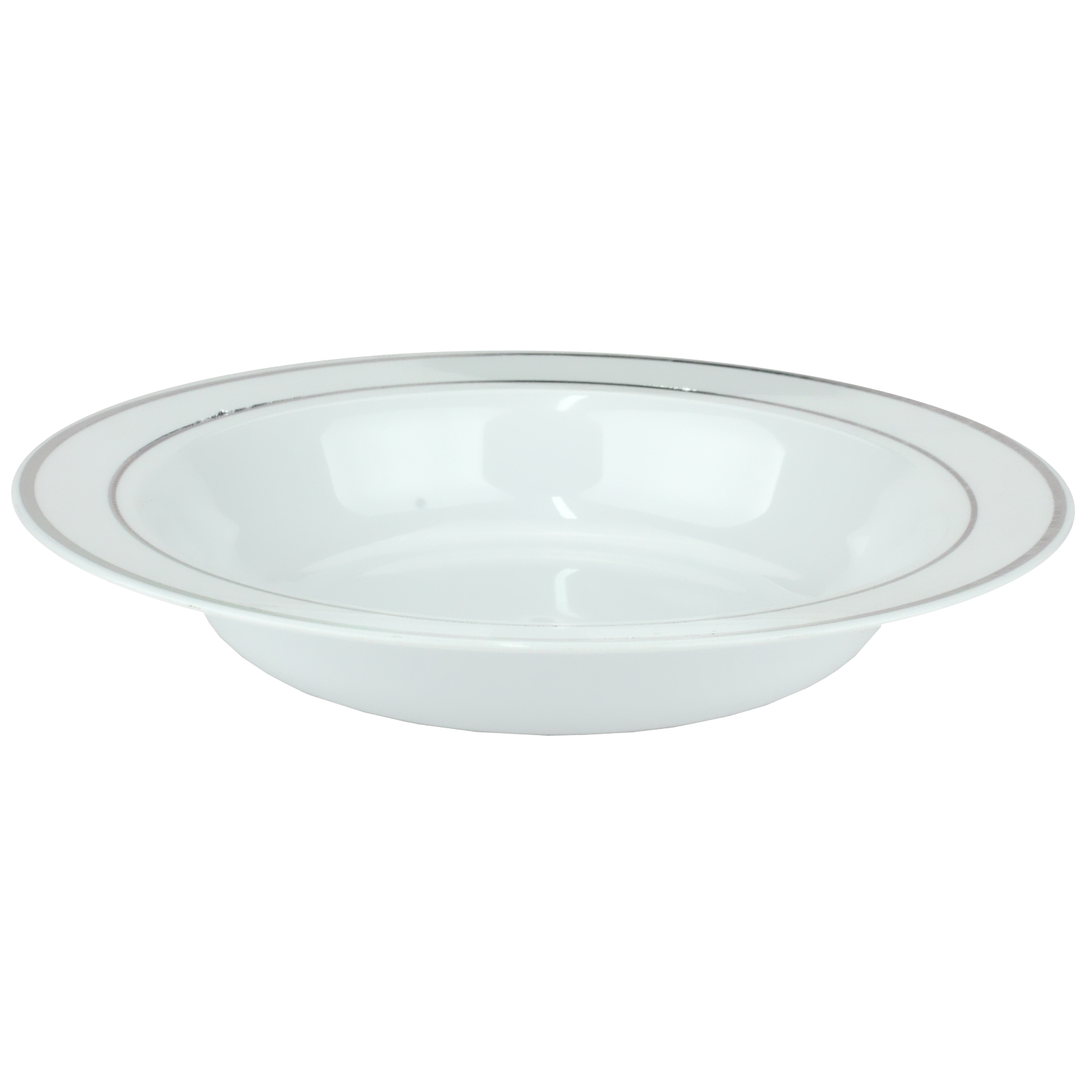 Silver Dual Trim Plastic Bowls (Pack of 6)