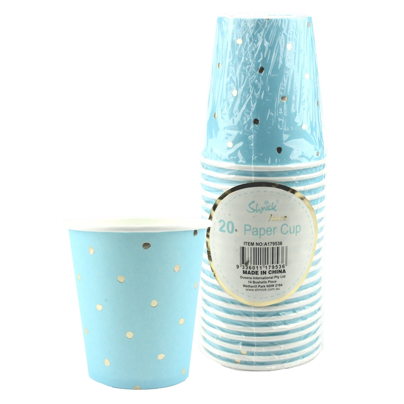 Blue and Gold Foil Dot Paper Cups (Pack of 20)