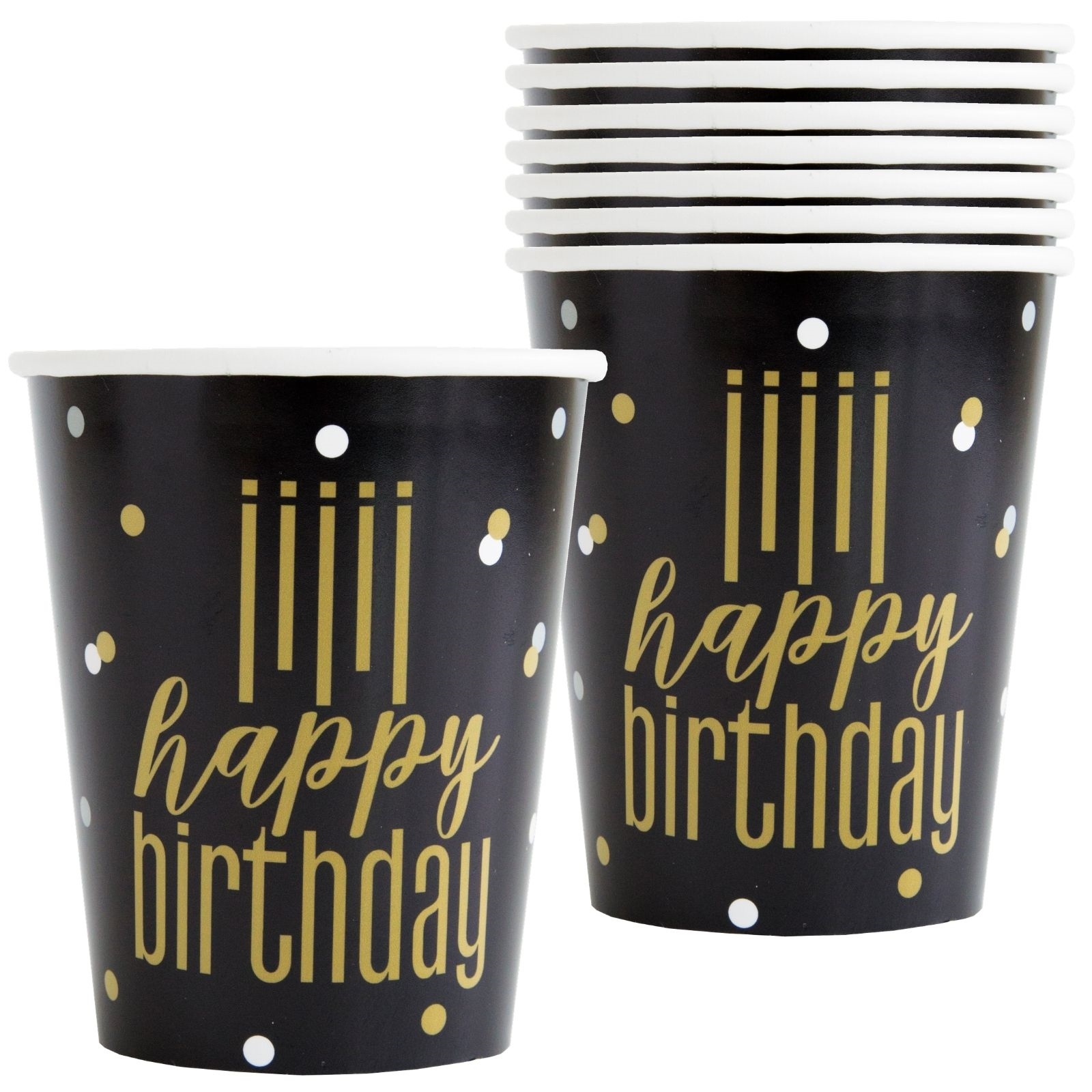 Metallic Happy Birthday Paper Cups (Pack of 8)