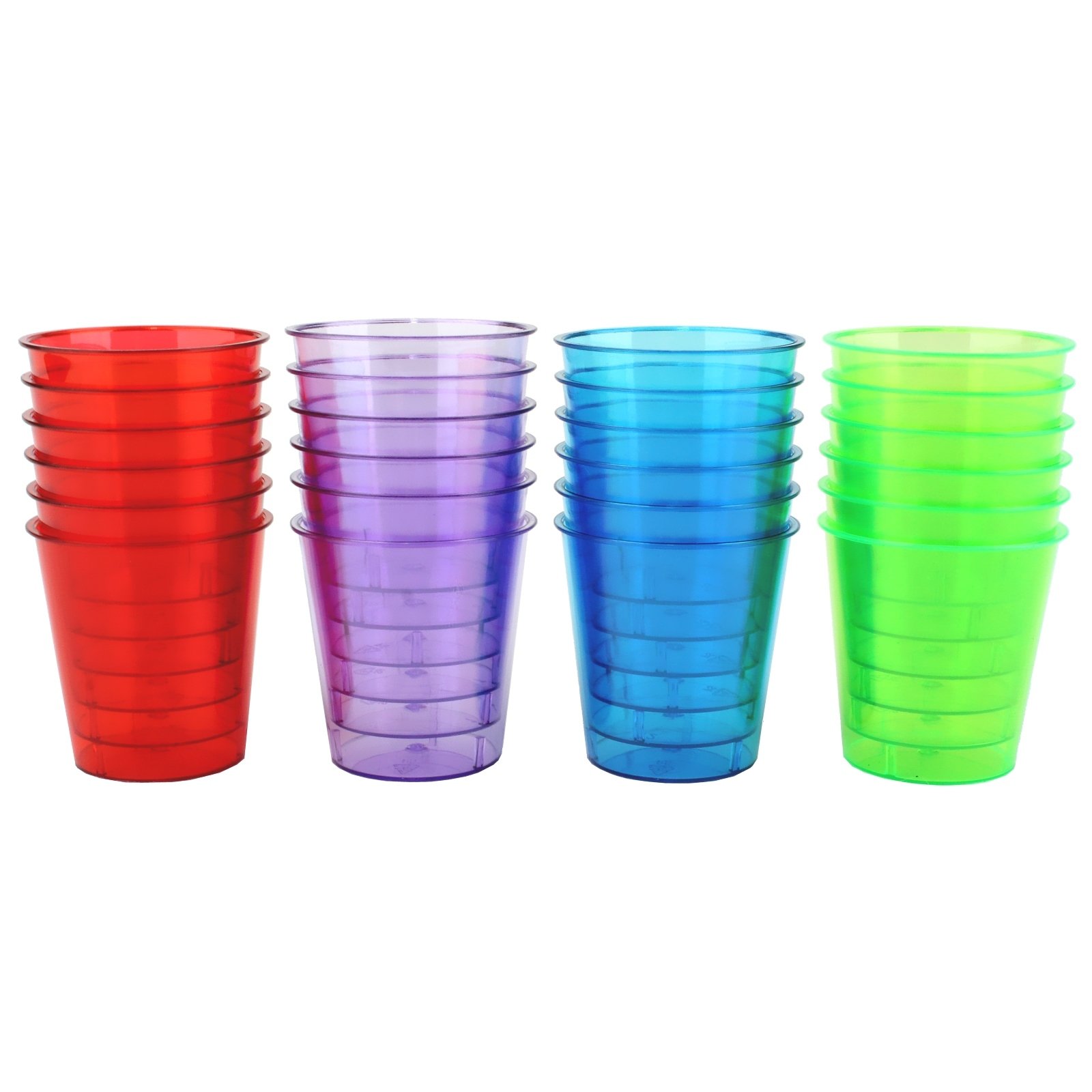 Coloured cheap plastic glasses