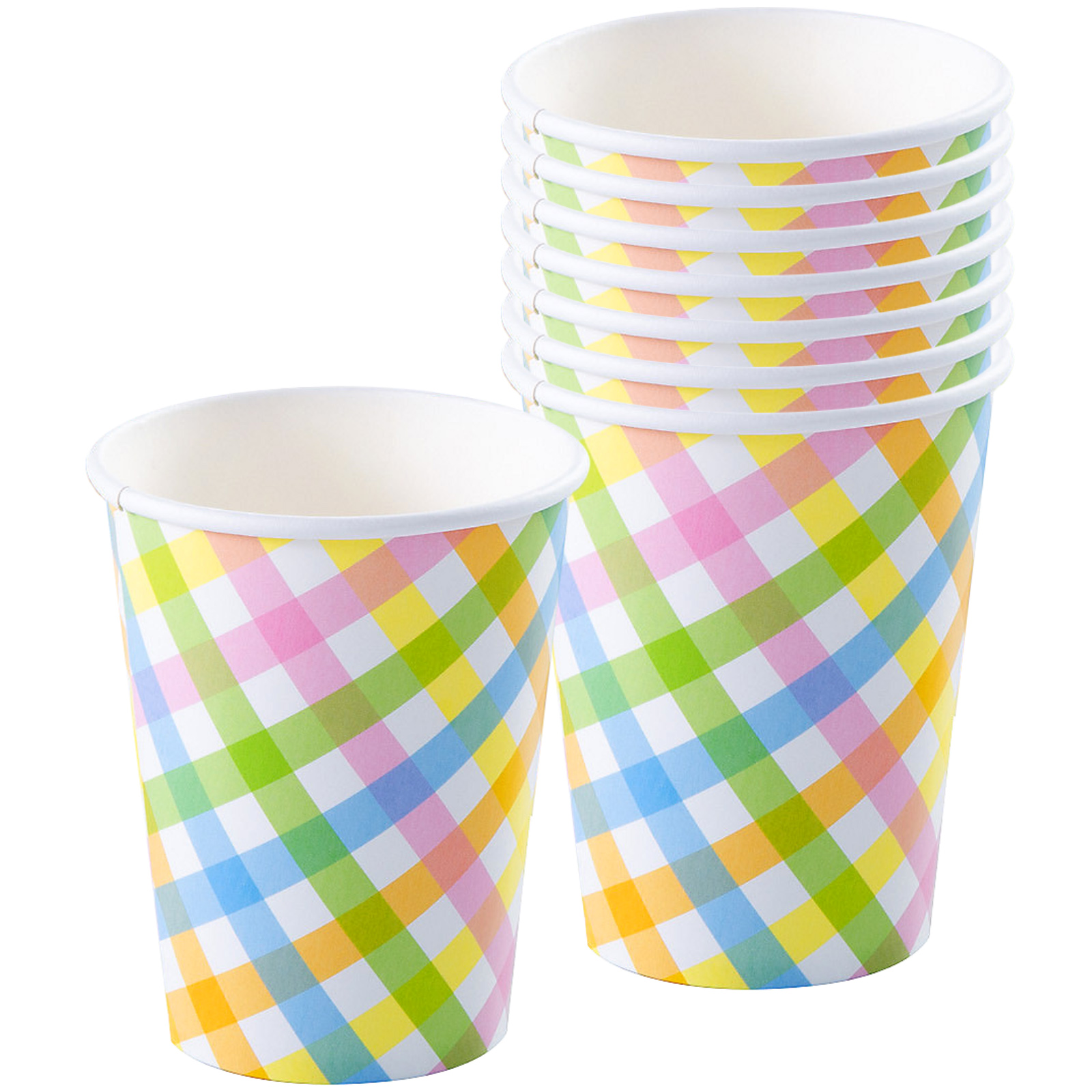 Pastel Gingham Paper Cups (Pack of 8) 