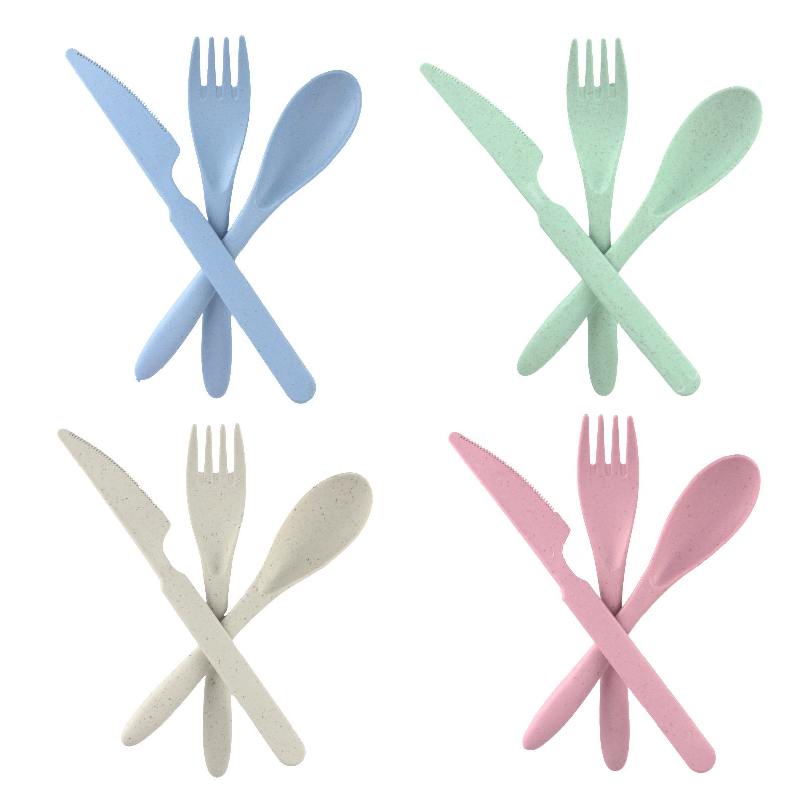Coloured Wheat Straw Cutlery Sets (12 Pieces) 