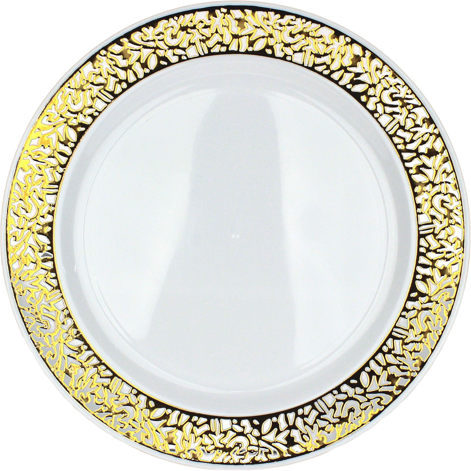 Gold Lace Trim 26cm Plastic Plates (Pack of 6)