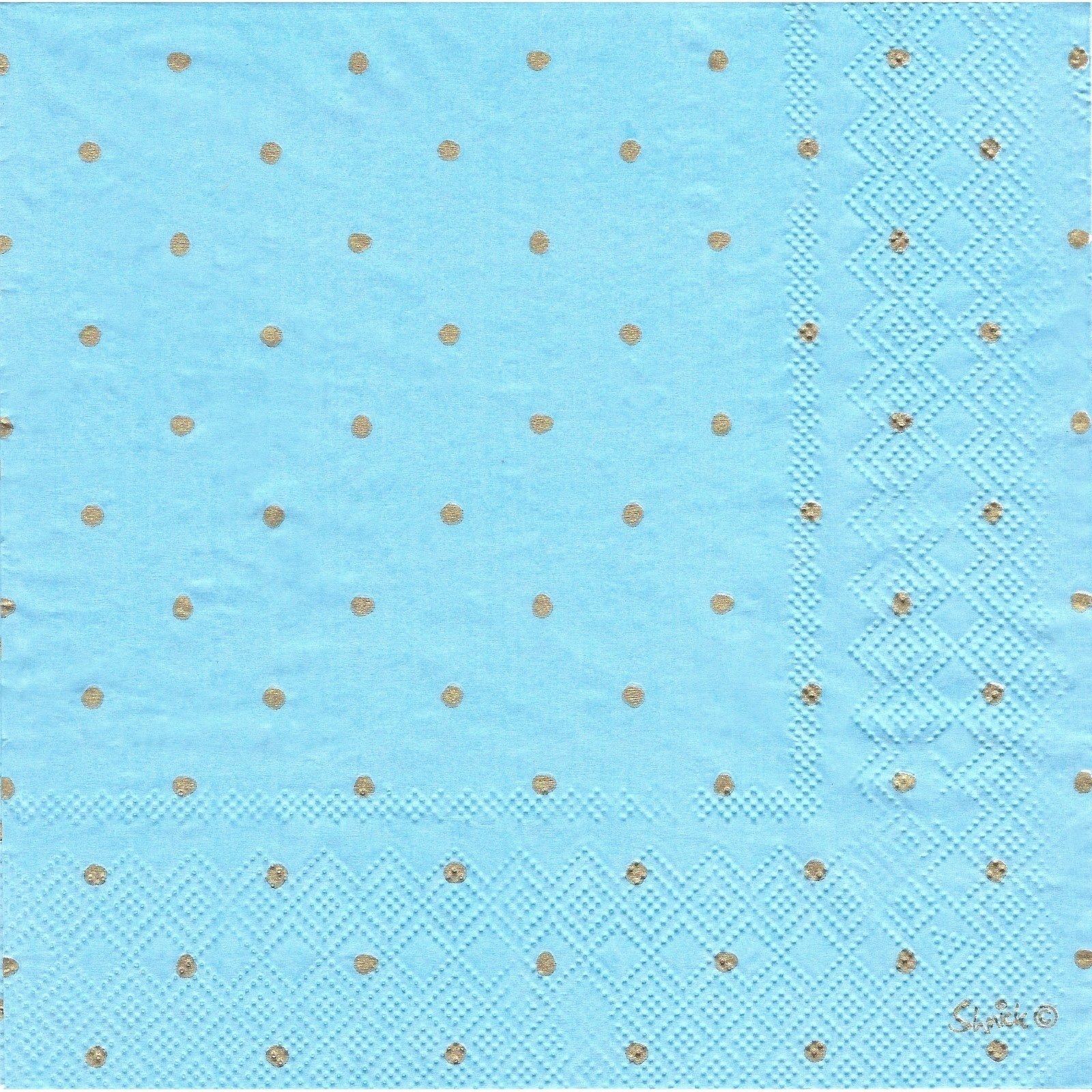 Blue and Gold Foil Dot Large Napkins / Serviettes (Pack of 20)