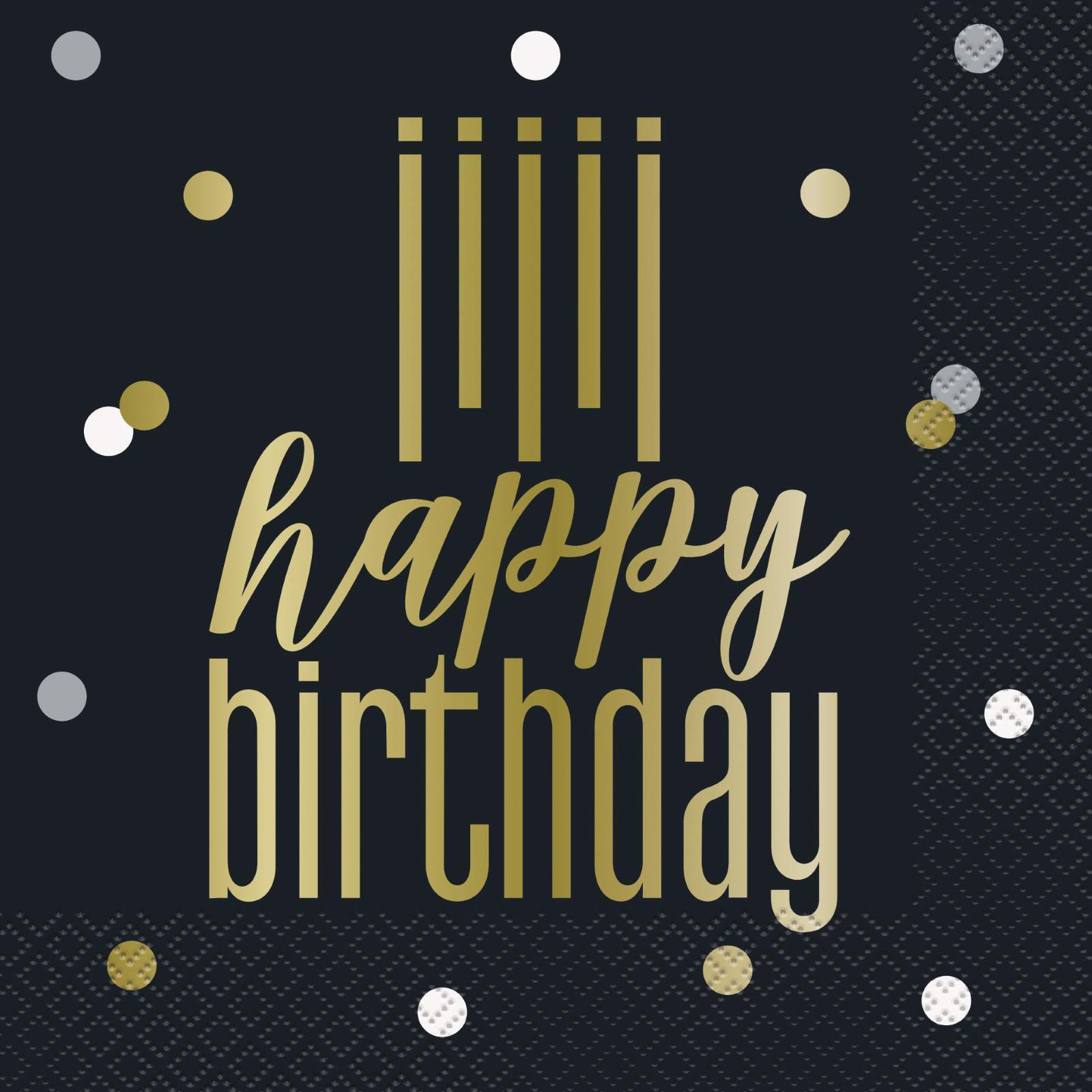 Metallic Happy Birthday Large Paper Napkins / Serviettes (Pack of 16)