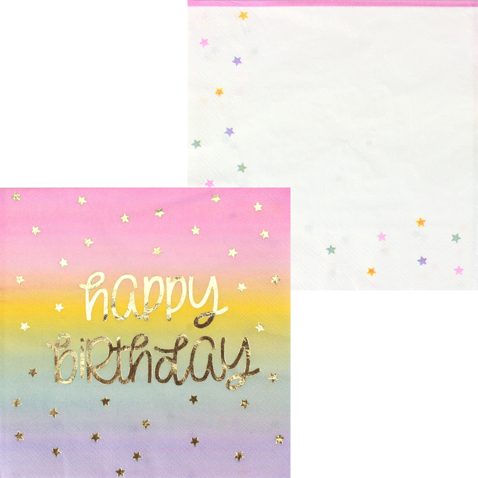 Rainbow Stars Happy Birthday Large Napkins / Serviettes (Pack of 16) 