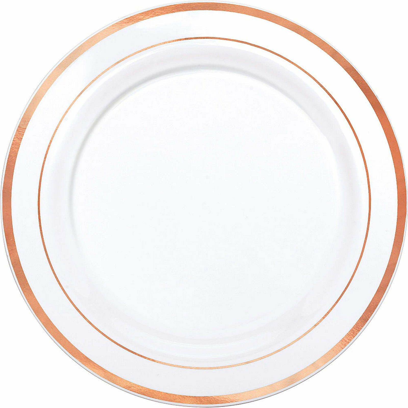 Rose Gold Dual Trim Large Plastic Plates (Pack of 6)