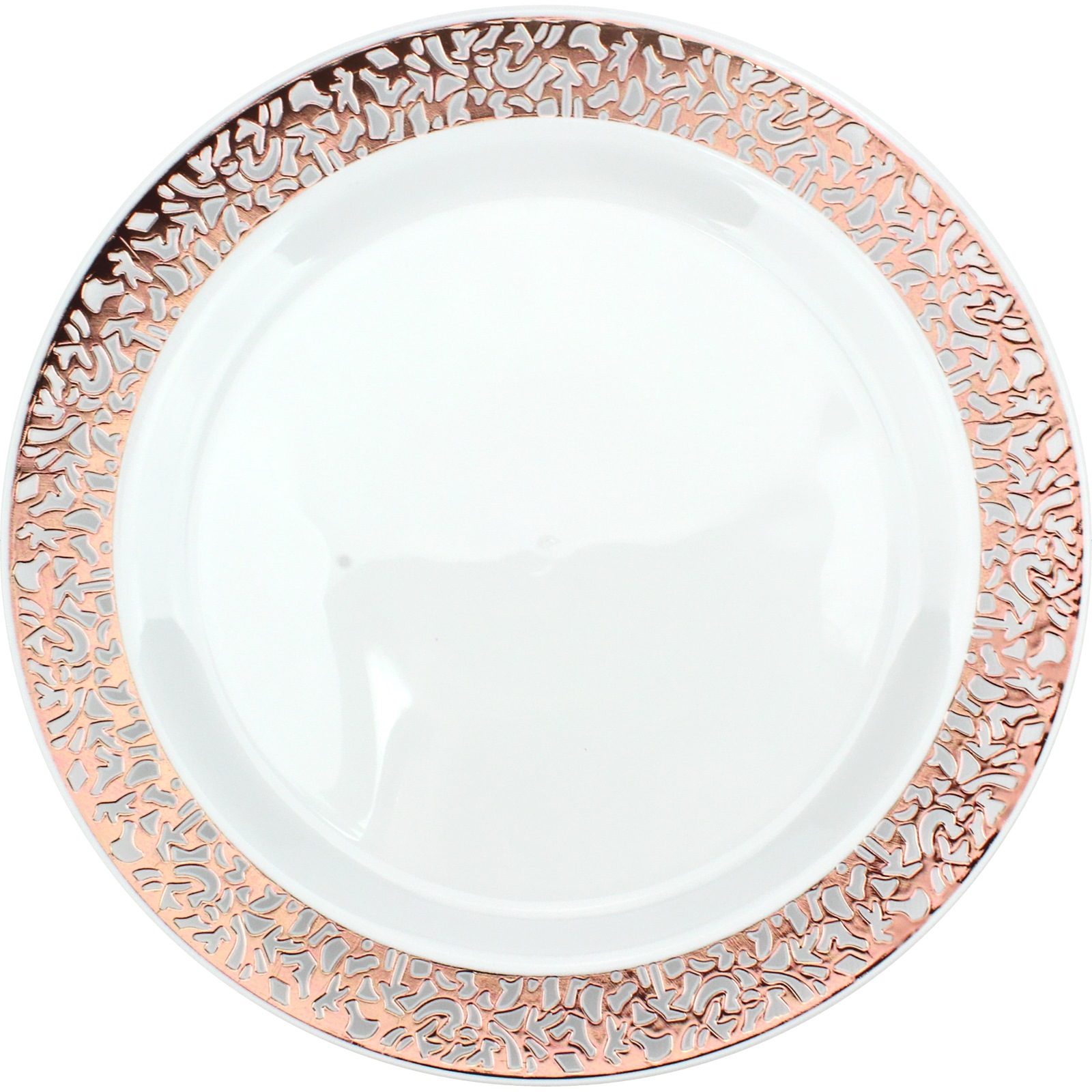 Rose Gold Lace Trim Large Plastic Plates (Pack of 6)