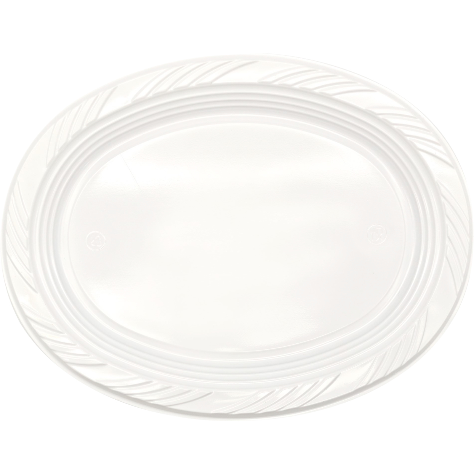Everyday Living Reusable White Plastic Oval Plates (Bulk Pack of 50) 
