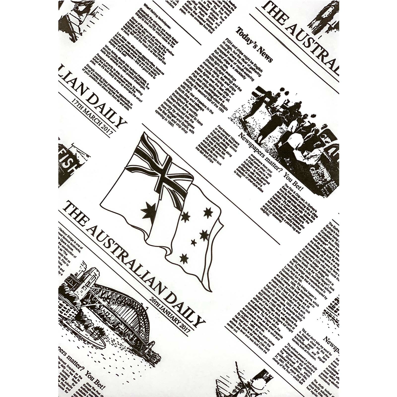 Newsprint Grease Proof Paper (200 Sheets) Discount Party Supplies