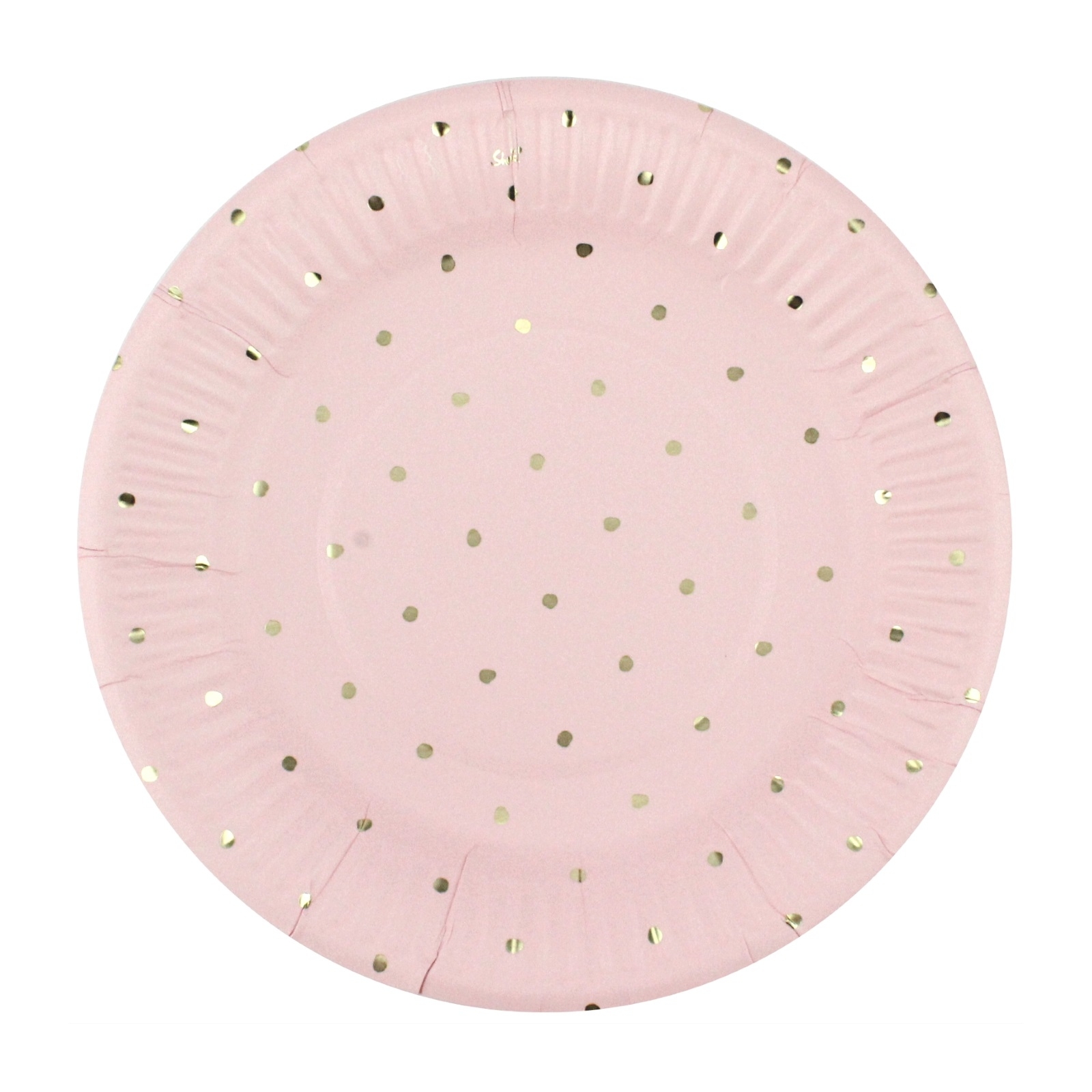 Pink and Gold Foil Dot Small Paper Plates (Pack of 12)